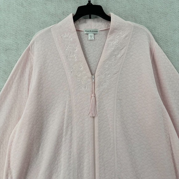 Miss Elaine Zip Robe XL Pink Floral Embroidered Dressing Gown Cottage‎ Fleece - Picture 4 of 10